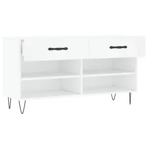 Berkfield Shoe Bench White 102x35x55 cm Engineered Wood