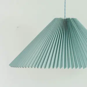 ValueLights Akira Blue Hanging Pendant Ceiling Light with Pleated Lampshade - LED Bulb Included