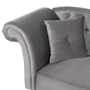 Left Hand Chaise Lounge Velvet Grey LATTES