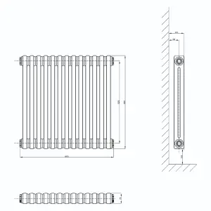 Braxton White Triple Horizontal Column Radiator - 600x605mm