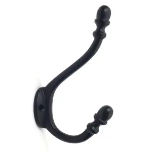 Oakcrafts - Acorn Design Coat Hook in Epoxy Black Finish - 130mm - Pack of 5 Hooks