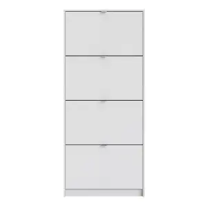 Shoes Shoe cabinet  w. 4 tilting doors and 2 layers White