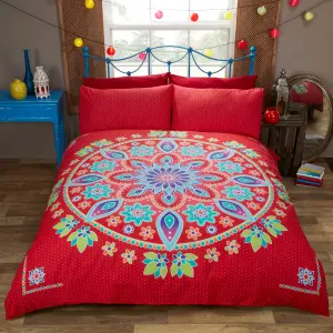 Bohemian Mandala Polycotton Duvet Set With Pillowcase