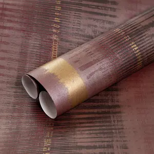 Galerie Adonea Hermes Ruby Red Metallic Stripe Smooth Wallpaper Roll