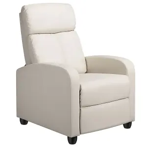 Yaheetech Beige PU Leather Recliner Chair with Pocket