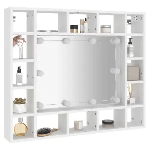 Berkfield Mirror Cabinet with LED White 91x15x76.5 cm