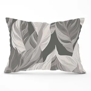 Grey Floral Leaves Cushions 33cm x 48cm