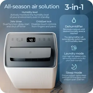 Avalla X-500 Dehumidifier for Home Drying Clothes 16L/Day: Removes Mould and Moisture - Low Power Consumption, 64m3 - Entire Home