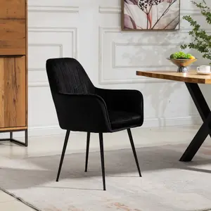 Carrara Velvet Dining Chairs - Set of 2 - Black