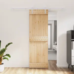 Berkfield Sliding Door with Hardware Set 70x210 cm Solid Wood Pine