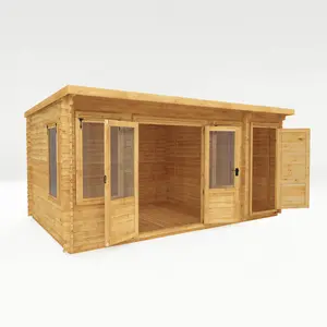 Mercia 17ft x 10ft Pent Log Cabin With Side Shed (19mm)