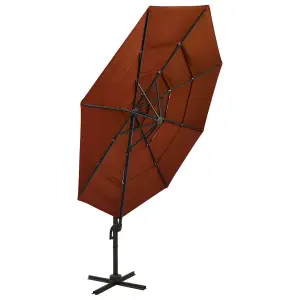 Berkfield 4-Tier Parasol with Aluminium Pole Terracotta 3x3 m