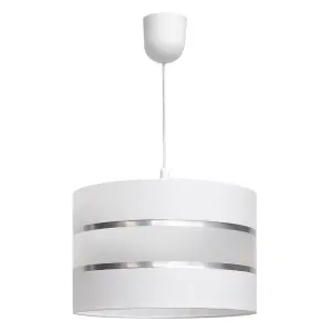 Luminosa Helen Cylindrical Pendant Ceiling Light White, Silver 35cm