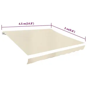 Berkfield Awning Top Sunshade Canvas Cream 450x300 cm