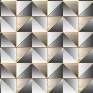 Galerie Geometrix Gold Black Cubist Smooth Wallpaper