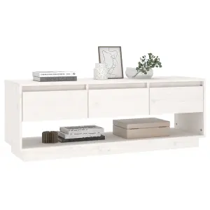 vidaXL TV Cabinet White 110.5x34x40 cm Solid Wood Pine