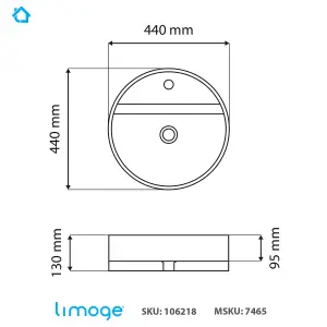 7465 Ceramic 45cm All-in-One Thick-Edge Countertop Basin