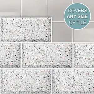 Stick and Go Self Adhesive Stick On Tiles Terrazzo Metro 8" x 4" Box of 8 Apply over any tile, or directly on to the wall