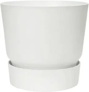 Elho Recycled Plastic Greenville Round 18cm White Plant Pot