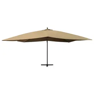 Berkfield Cantilever Umbrella with Wooden Pole 400x300 cm Taupe