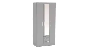 Birlea Lynx 3 Door 2 Drawer Wardrobe With Mirror Grey