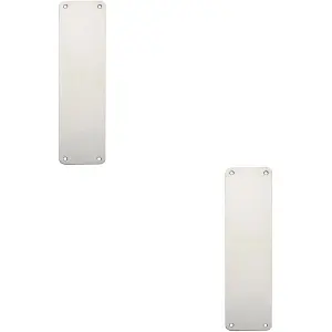 2x Plain Door Finger Plate 300 x 75mm Bright Stainless Steel Push Plate