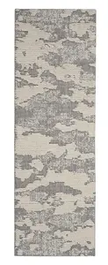 Ivory Grey Abstract Modern Easy to clean Rug for Bedroom & Living Room-66 X 229cm (Runner)