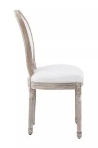 Interiors by Premier Cream Linen Dining Chair with Oval backseat, Stylish Linen Chair for Dining, Luxurious Dining Chair