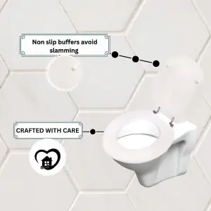 Universal White Grooved Toilet Seat with Fixings