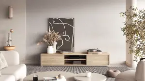 Minimalist Frida 40 Floating TV Cabinet 1800mm in Light Oak - Sleek Entertainment Centre H320mm D360mm