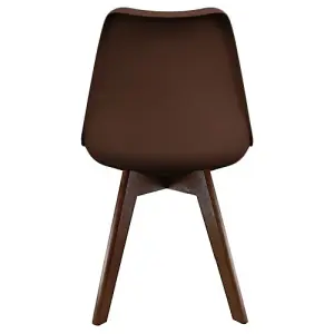 Soho Chocolate Plastic Dining Chair with Squared Dark Wood Legs