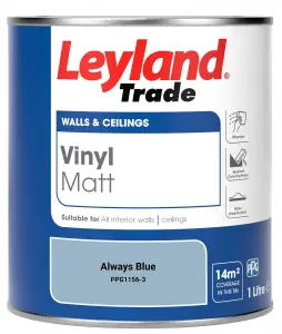 Leyland Trade Vinyl Matt Walls & Ceilings Emulsion Paint Always Blue (PPG1156-3) 1L