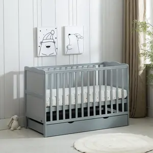 Draper Cot Bed with Mattress Grey