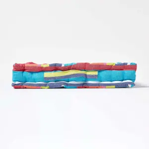 Homescapes Cotton Multicoloured Stripe Floor Cushion, 50 x 50 cm