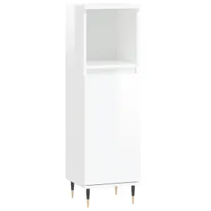 Berkfield Bathroom Cabinet High Gloss White 30x30x100 cm Engineered Wood