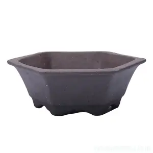 Unglazed Bonsai Pot Hexagonal - 18cm x 18cm x 5cm - YB1124