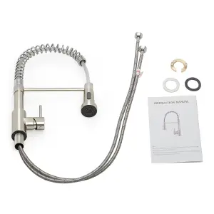 Brushed Nickel Commercial Swivel Pull out Kitchen Tap Mixer Tap Faucet