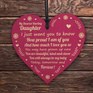 Red Ocean Daughter Gifts From Mum Wooden Hanging Heart Gift For Daughter From Mother Father Birthday Gifts For Her