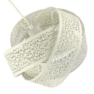 Traditional Moroccan Triple Ring Design Pendant Lighting Shade in White Gloss