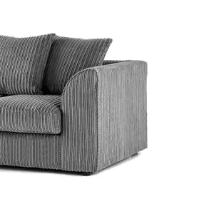 Luxor Jumbo Cord Grey 3 + 2 Fabric Sofa Suite