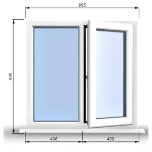 995mm (W) x 995mm (H) PVCu StormProof Casement Window - 1 RIGHT Opening Window -  Toughened Safety Glass - White