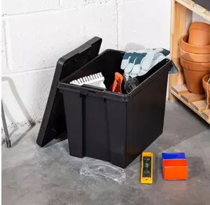 2x Black recycled plastic 24L Storage Box