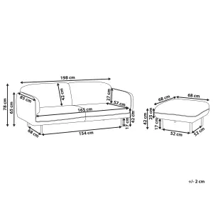 Boucle Sofa with Ottoman White TONSBERG