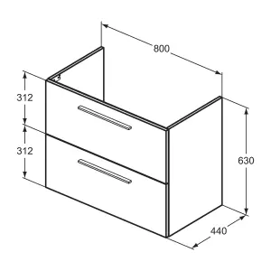 Ideal Standard i.life A Standard Matt White Wall-mounted Bathroom Vanity unit (H) 630mm (W) 800mm