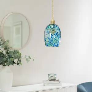 ValueLights India Green Confetti Glass Easy Fit Ceiling Pendant Light Shade - LED Bulb Included