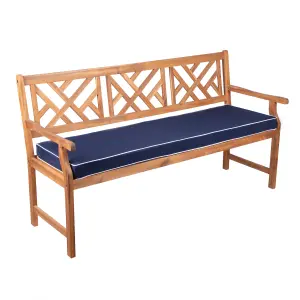 Alfresia 3 Seat Wooden Garden Bench with Luxury Navy Blue Cushion