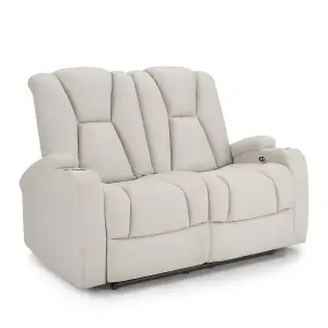 Hannah 2 Seater Electric Recliner, Light Grey Air Leather