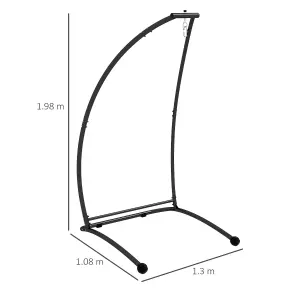 Outsunny Hammock Chair Stand with Metal Frame C Shape Hammock Stand Only, Black