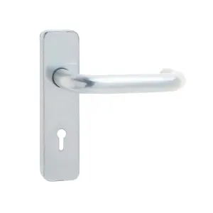 AFIT Satin Aluminium 19mm Return To Door Lever Door Handle Lock Set 153mm