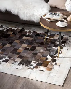 Cowhide Area Rug 140 x 200 cm Brown with Beige OKCULU